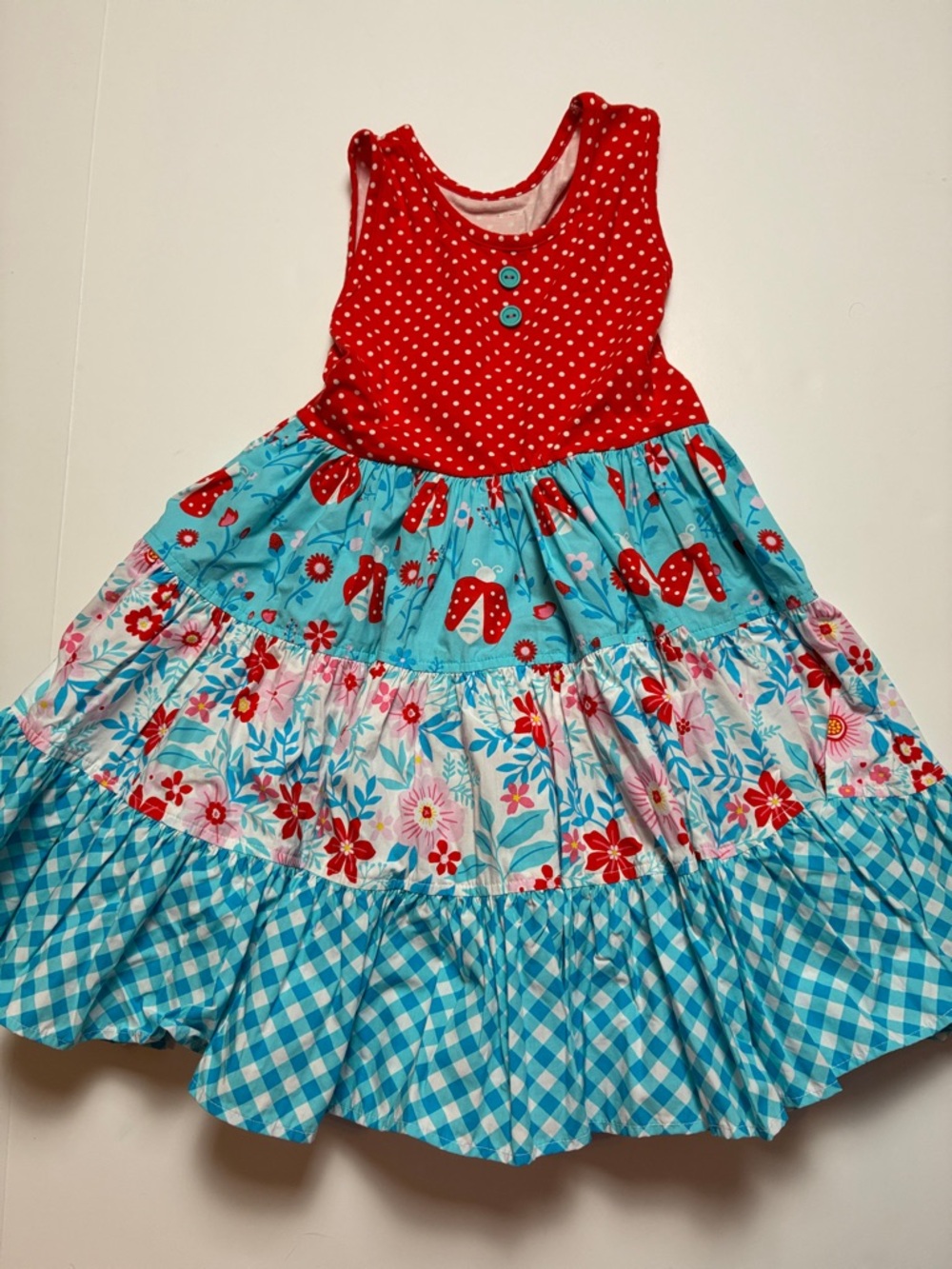 Eleanor Rose Red Polka Dot Tank with Aqua Floral Lining